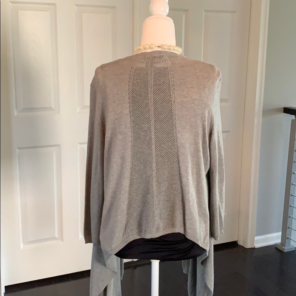 DKNY Jeans Gray hi-low open cardigan sweater - Picture 5 of 7